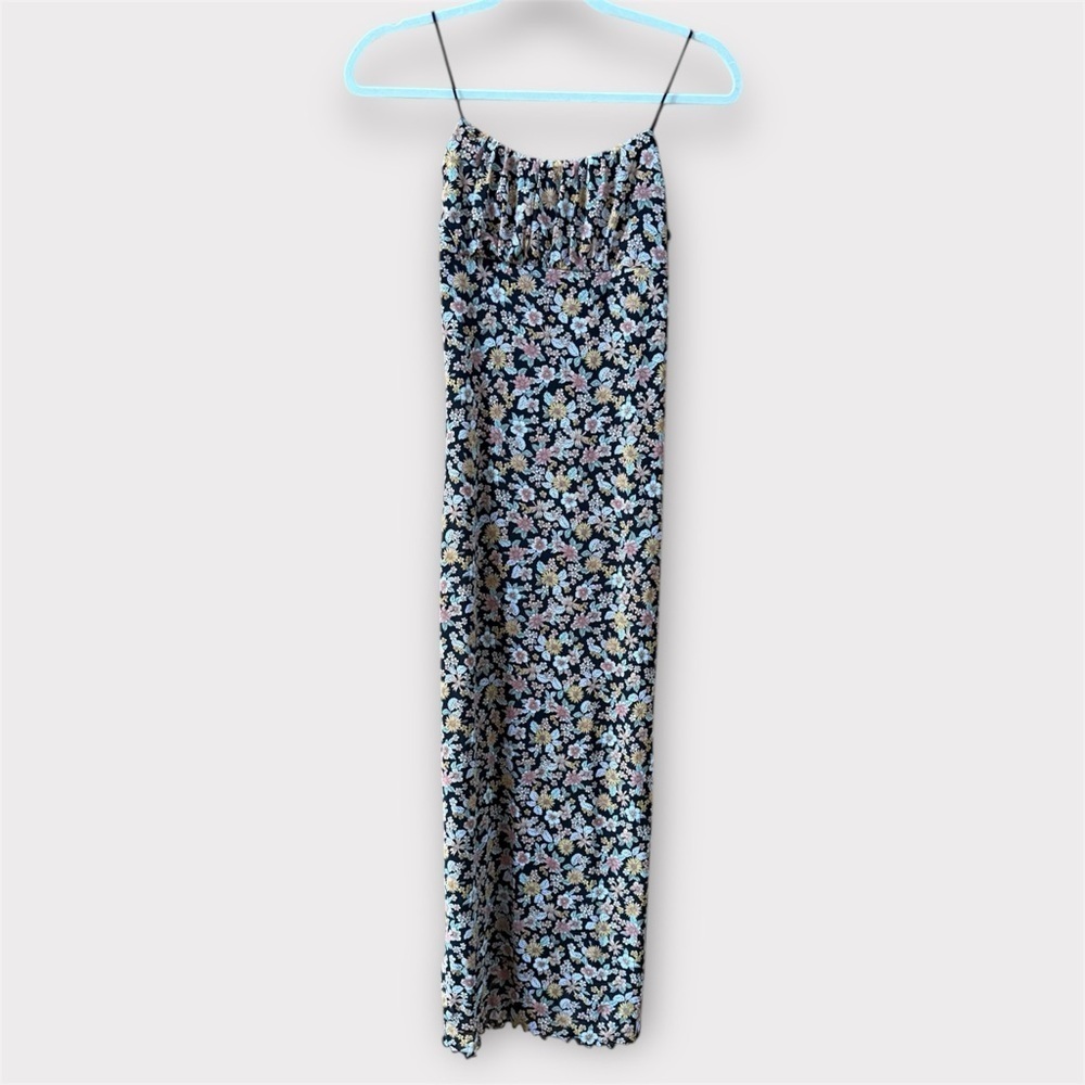 No Comment NY LA Y2K style Floral Maxi Dress with stretchySpaghetti Straps